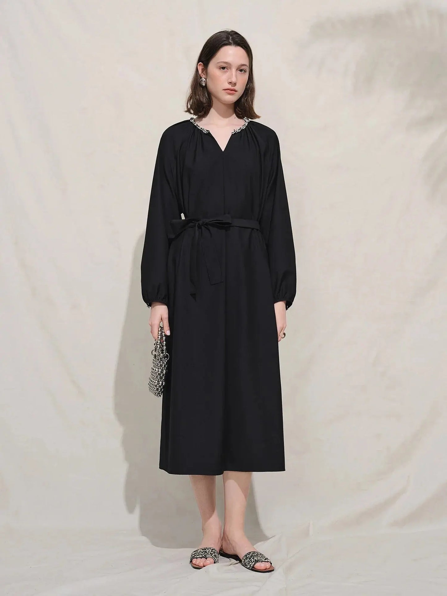 Plus Size Casual Black Maxi Dress - Loran