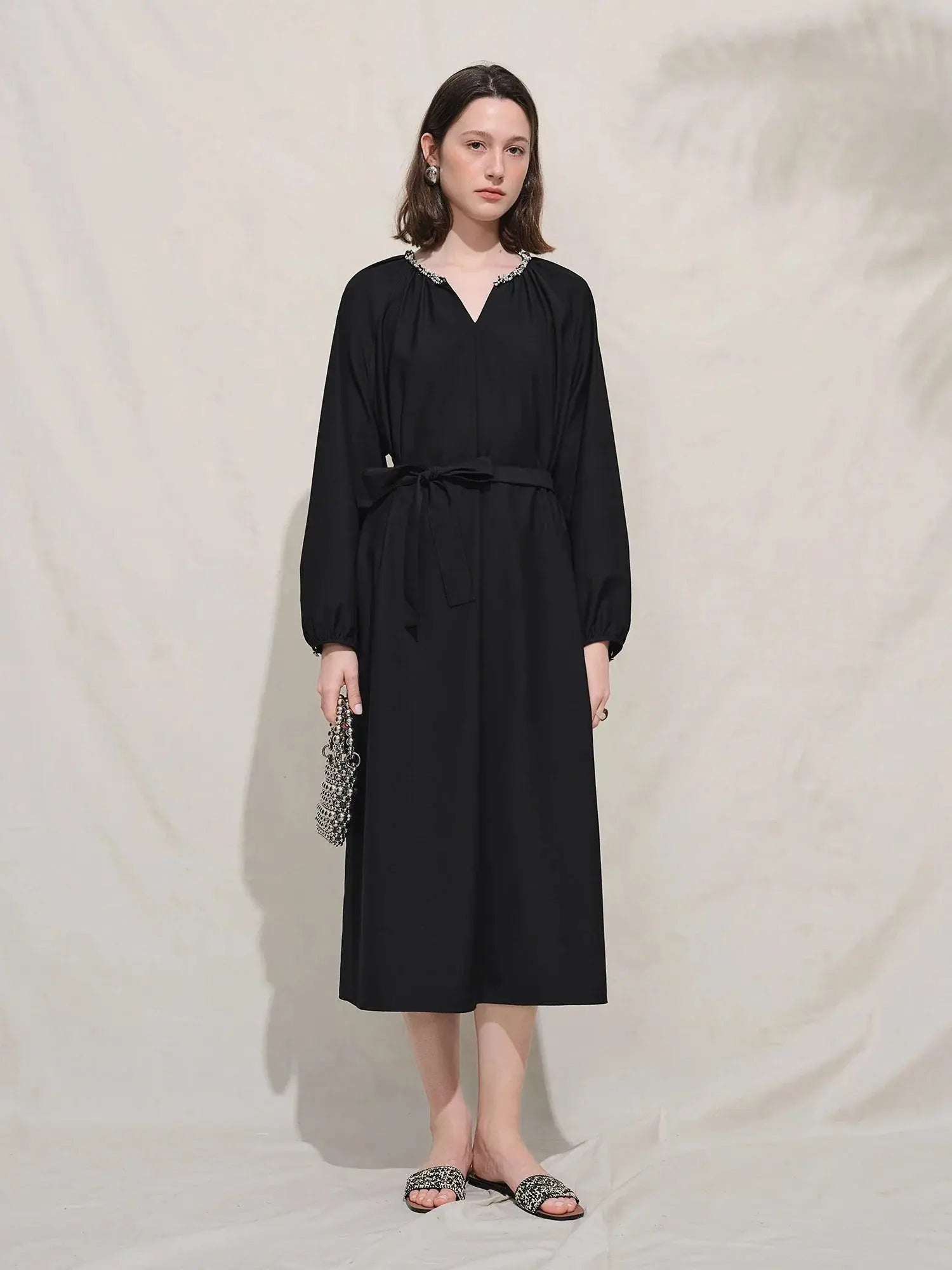 Plus Size Casual Black Maxi Dress - Loran