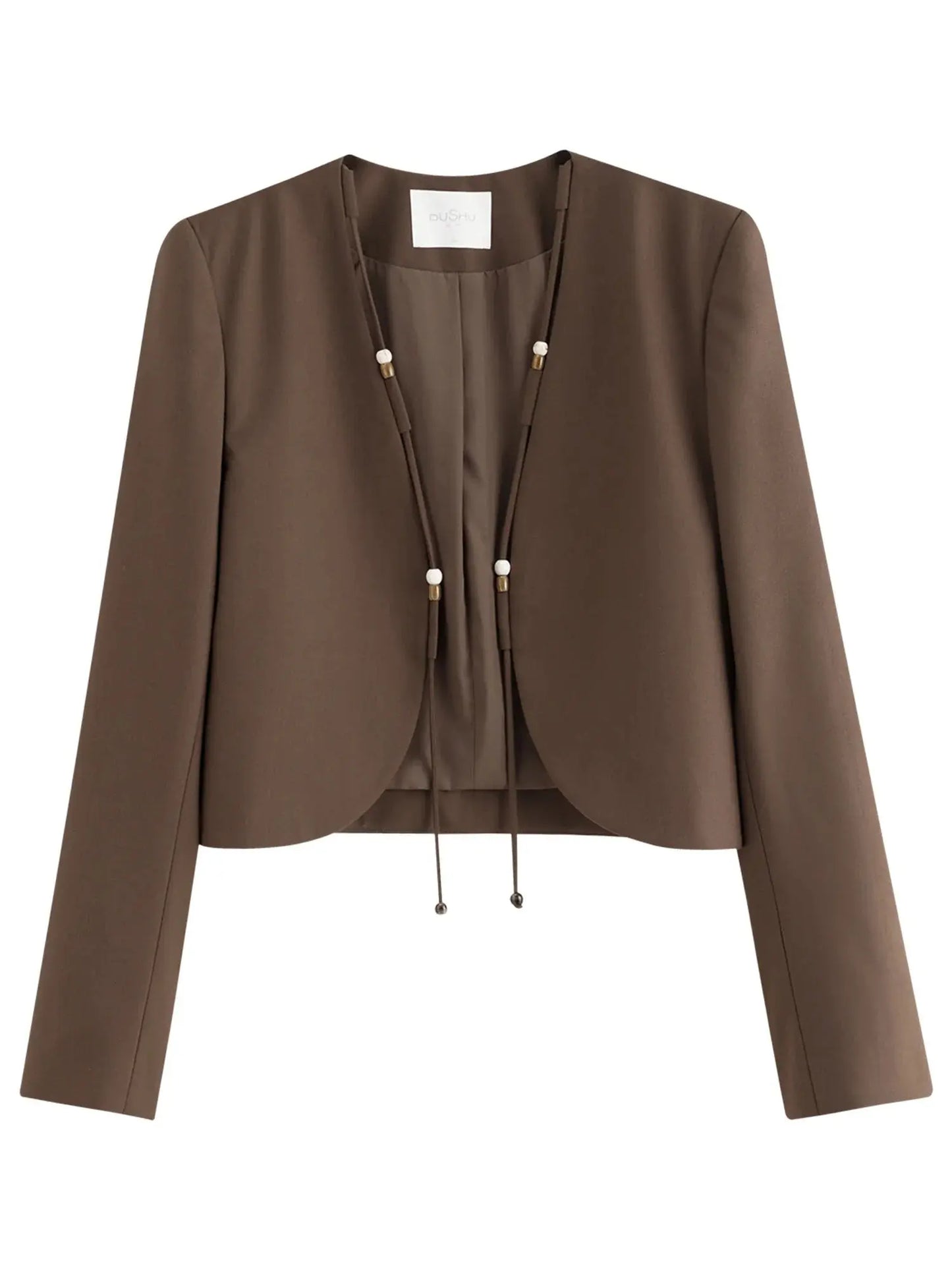 Plus Size Autumn Jacket: Beaded Detail & Curved Hem - Loran