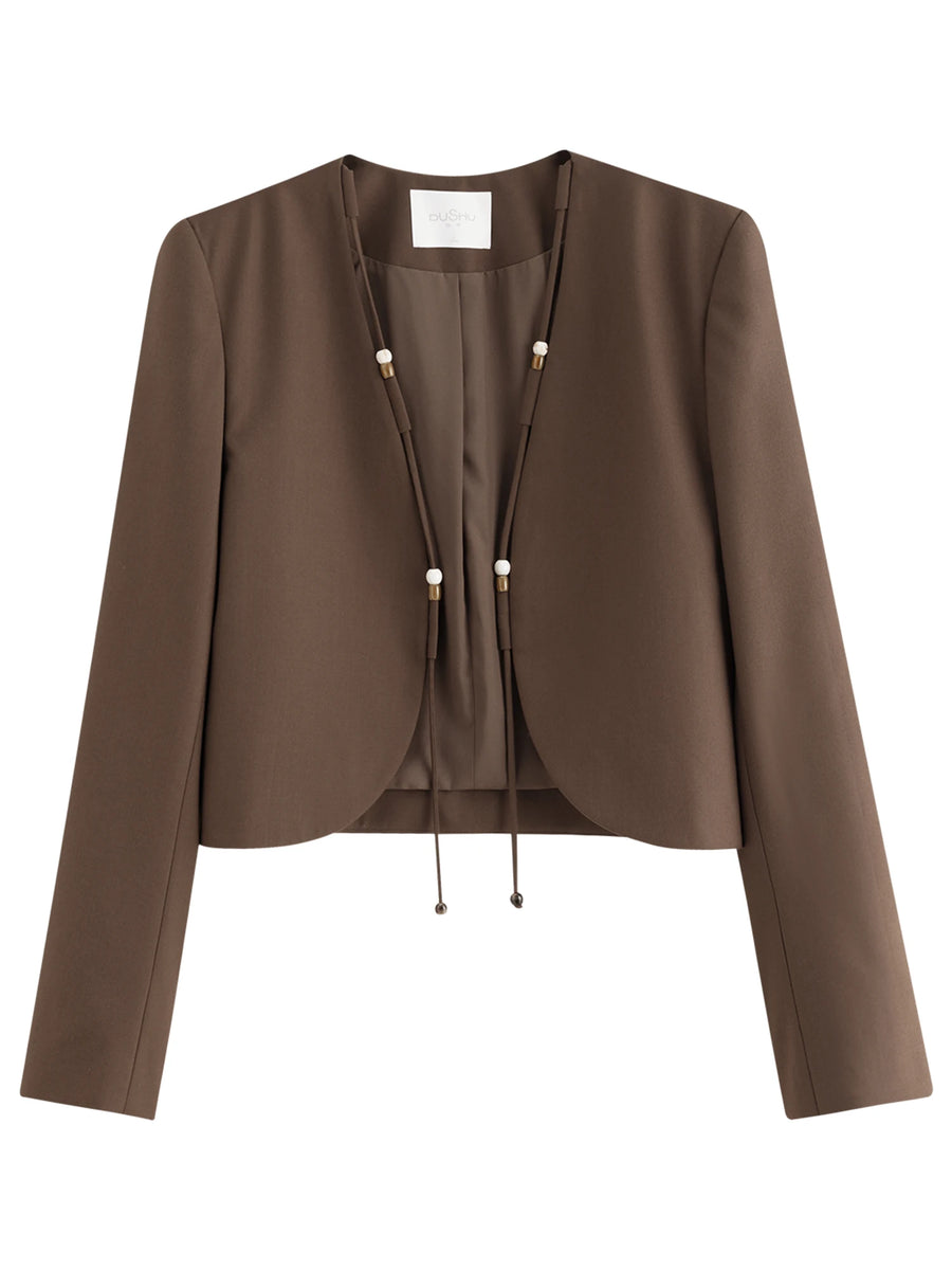 Slimming Plus Size Autumn Jacket: Beaded Detail & Curved Hem