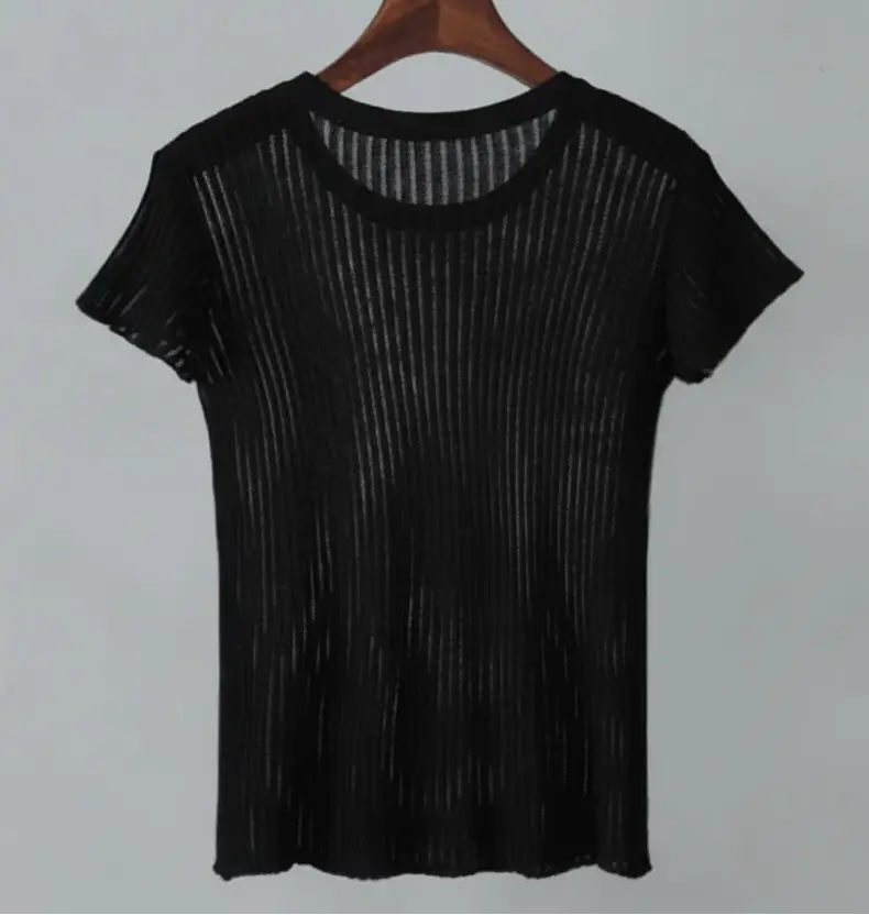 White Striped See Through Elegant Top - Loran