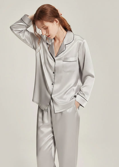 Fimtairah 19MM 6A  100% Silk Women Pajamas  Nightshirt Pijama Women  silk pajama Summer Spring  2 Pieces set long pant Loran