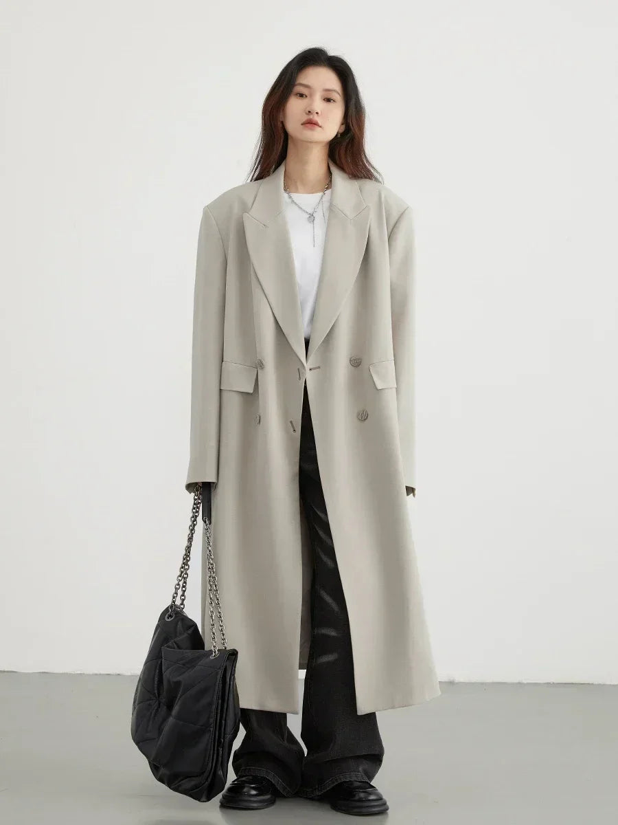 Women’s Double-Breasted Trench Coat Casual Long Overcoat Loran