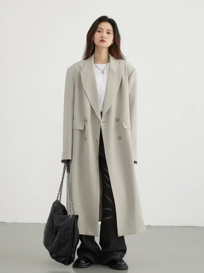 Women’s Double-Breasted Trench Coat Casual Long Overcoat Loran