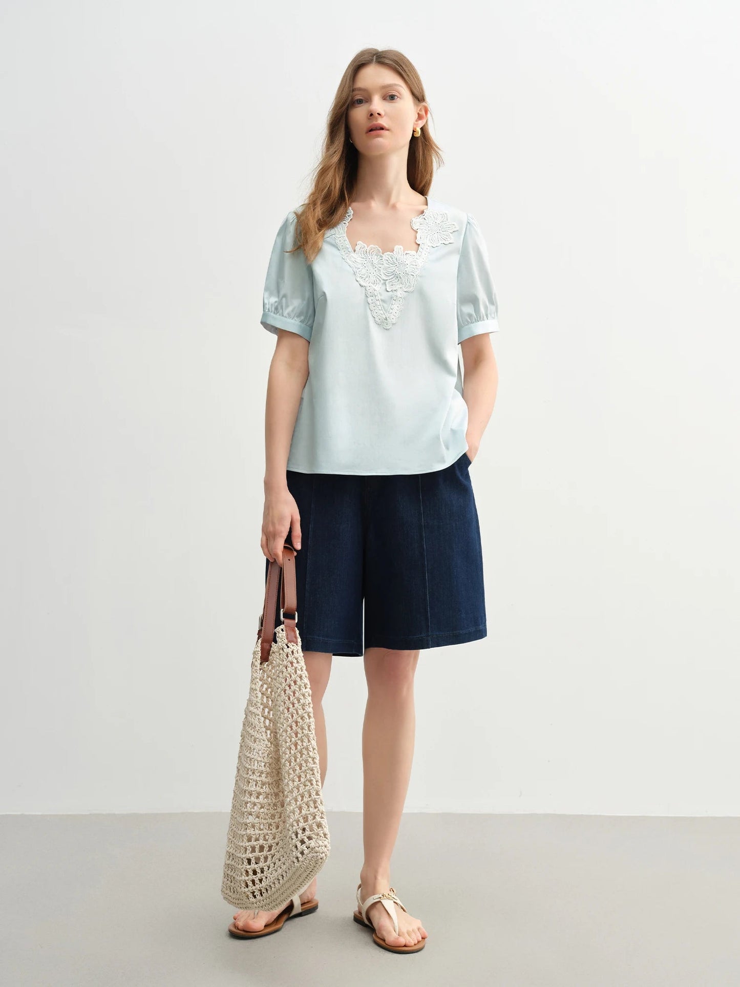 Plus Size Lace Blouse Summer Embroidery Top Loran