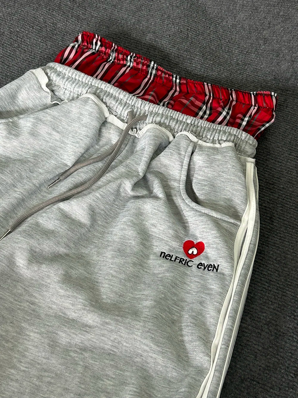 Retro College Double Waist Sweatpants Casual Sport Style