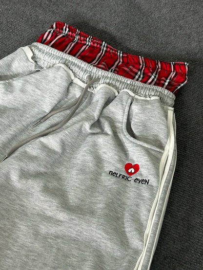 Retro College Double Waist Sweatpants Casual Sport Style