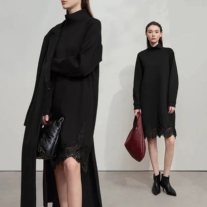 Turtleneck Knit Winter Dress for Women - Loran
