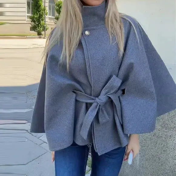 Stylish & Modest Cape Jacket with Belt - Loran