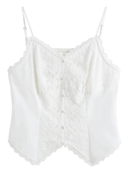 Women’s Plus Size White Lace Strap Top LORAN STORE