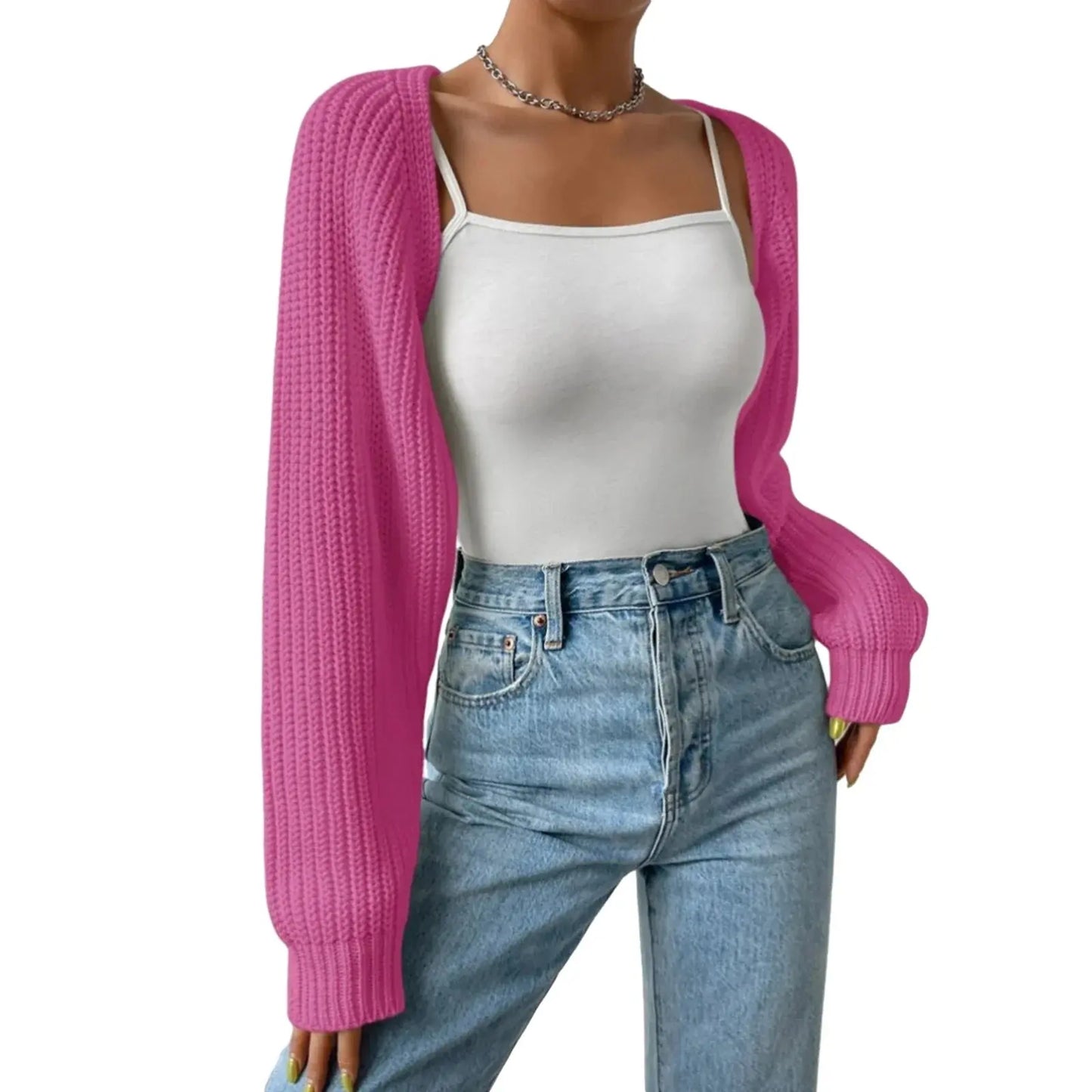 Women's Rib-Knit Cropped Cardigan Shrug - Loran