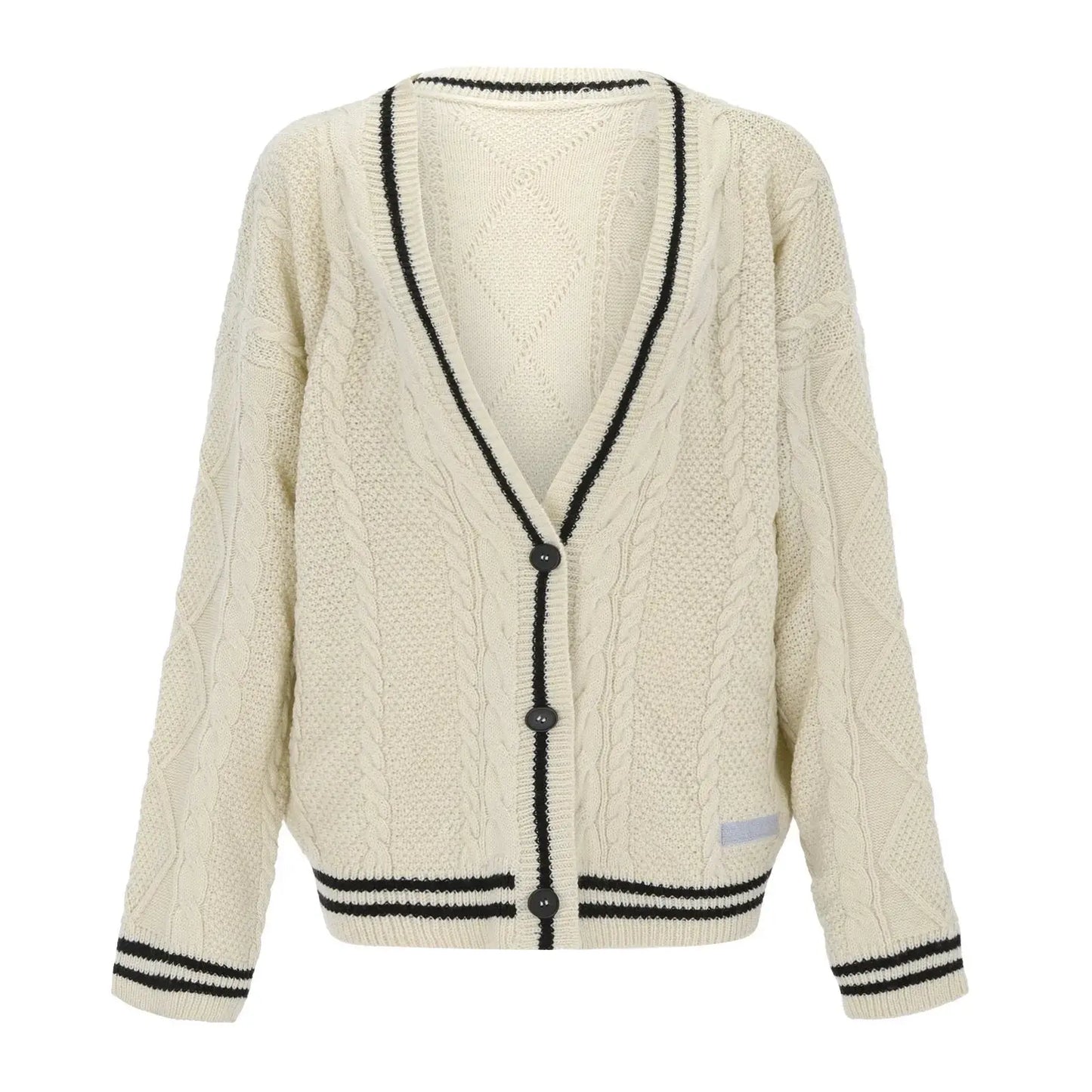 Vintage Star-Embroidered Oversized Cardigan Sweater - Loran