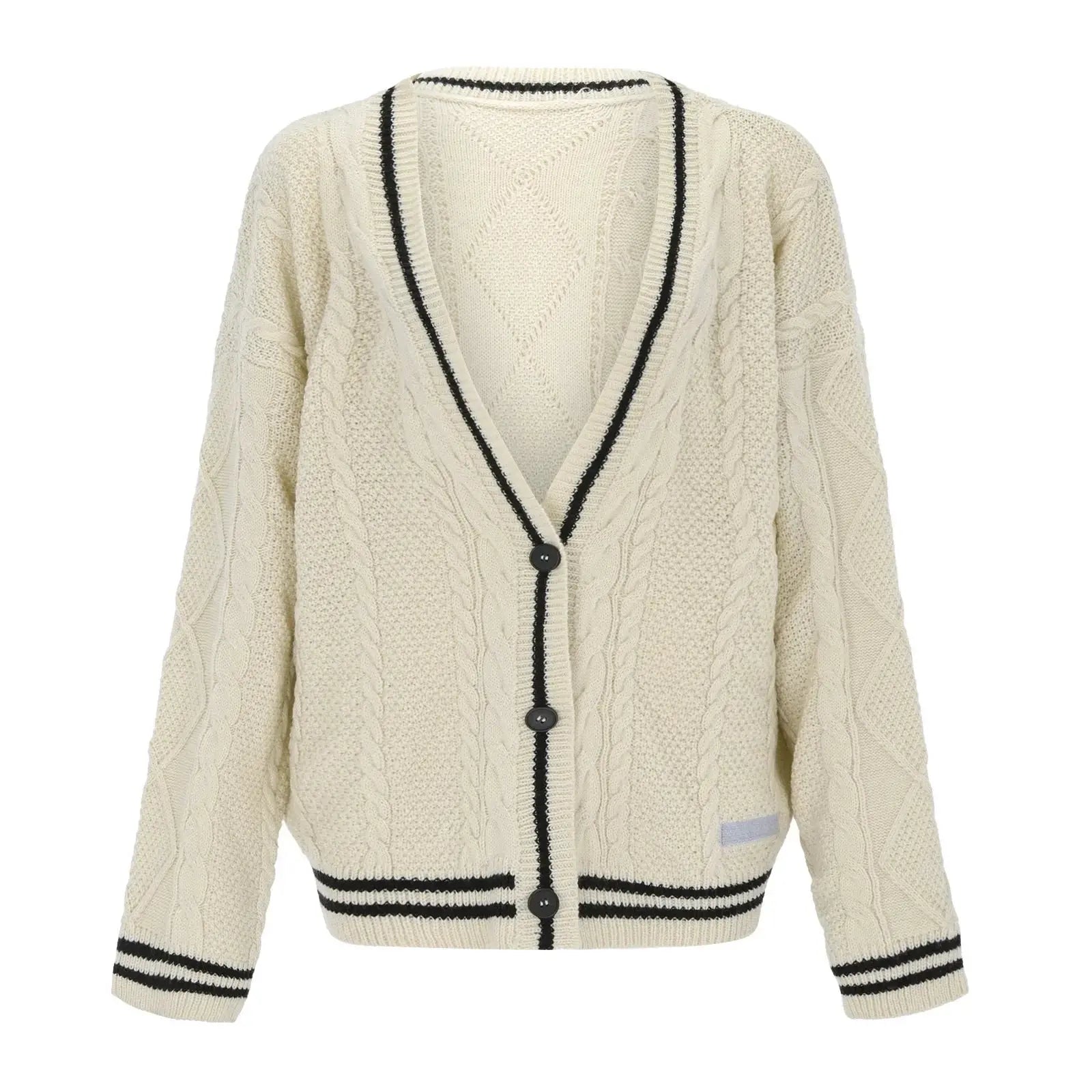 Vintage Star-Embroidered Oversized Cardigan Sweater - Loran