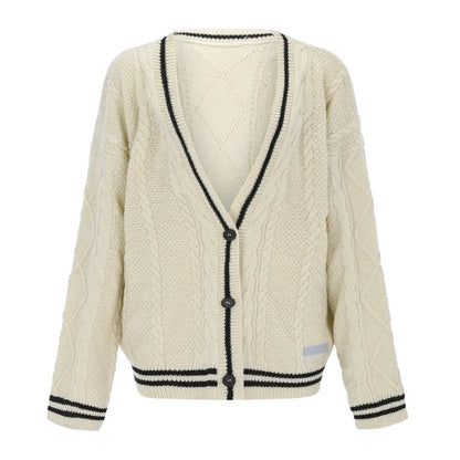 Vintage Star-Embroidered Oversized Cardigan Sweater - Loran