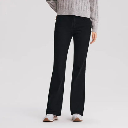 Women's High-Waist Flared Jeans Long Fleece Trousers LORAN STORE