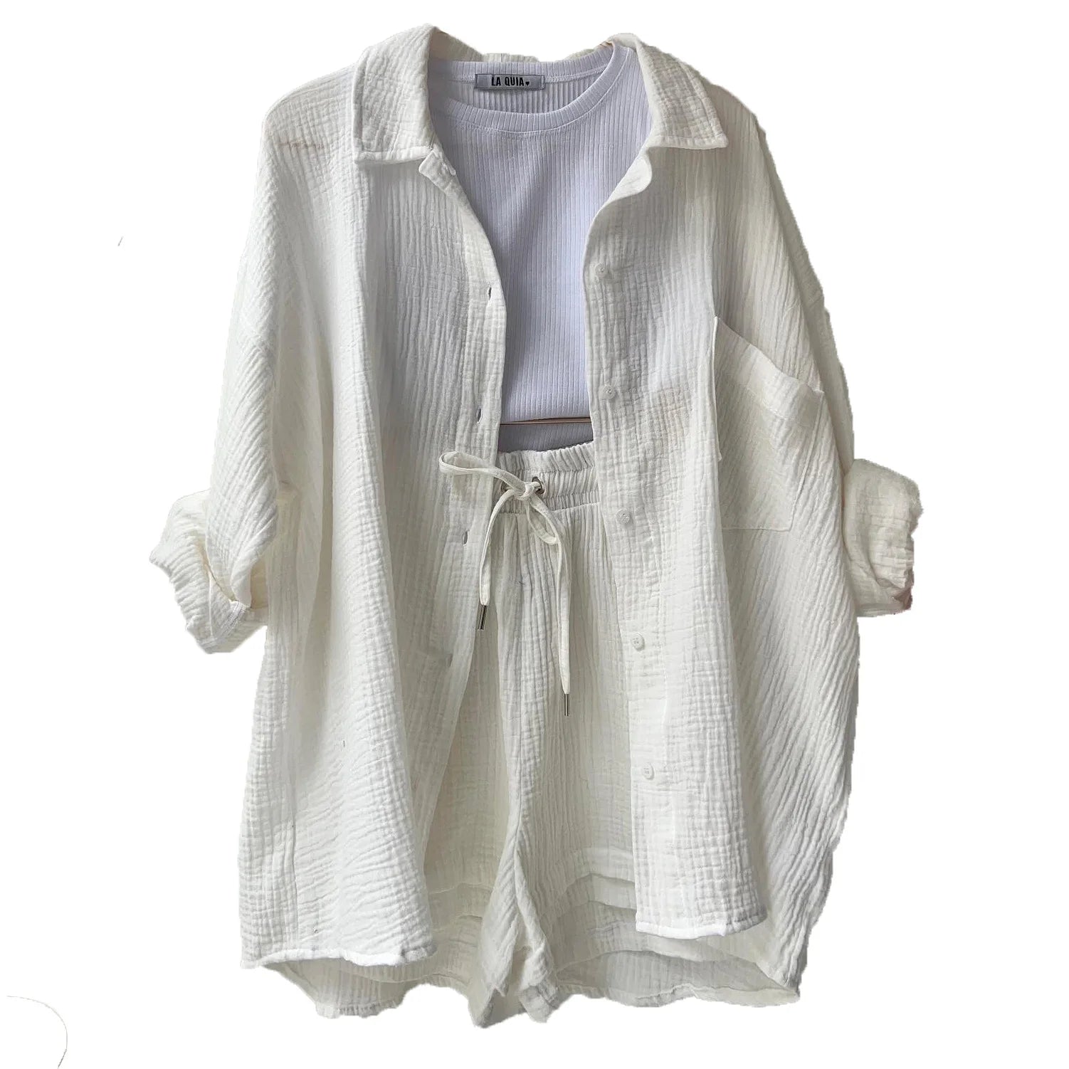 Women’s 2-Piece Cotton Gauze Pajama Set Summer Sleepwear Loran