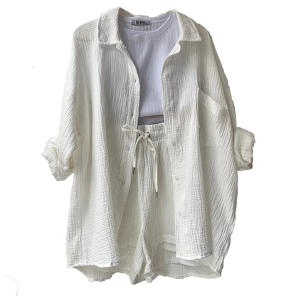 Women’s 2-Piece Cotton Gauze Pajama Set Summer Sleepwear Loran
