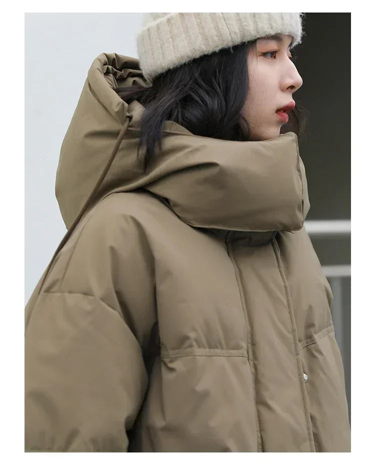 CHIC VEN Women Down Coat Solid Warm Down Jacket New 90 White Duck Down Windproof Hooded Female Overcoat Winter 2023 Loran