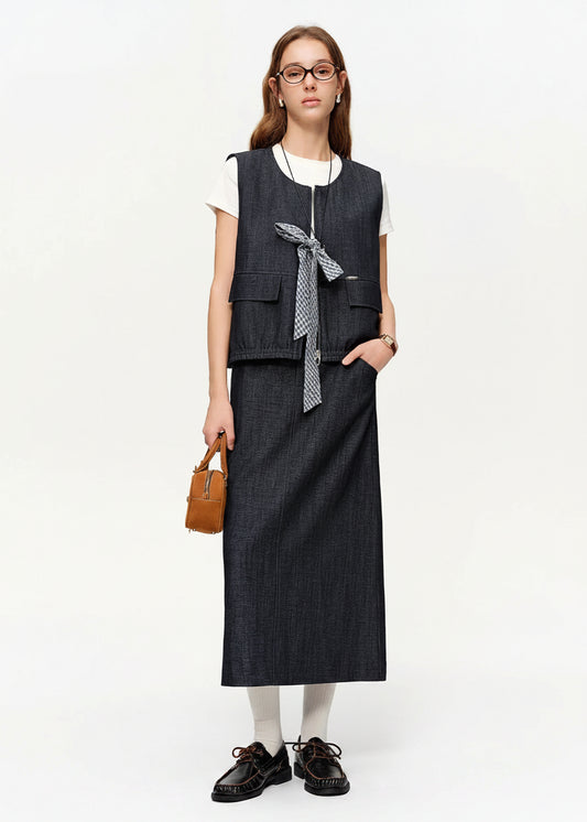 DUSHU 2026 Spring Plus Size New Women‘s Three Pieces Set Vest Pants Long Midi Skirt Suit Y2K Vintage Casual Chic Coord Outfits Loran