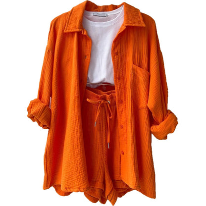 Women’s 2-Piece Cotton Gauze Pajama Set Summer Sleepwear Loran
