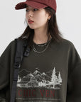 Retro Letter-Embroidered Oversized Sweatshirt