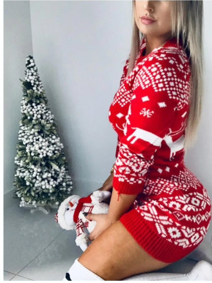 Sweater Women Christmas Deer Knitted Long Sleeve - 3IN SMART Shop  #