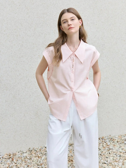 Chic French Style Pink Minimalist Temperament Shirt - Loran