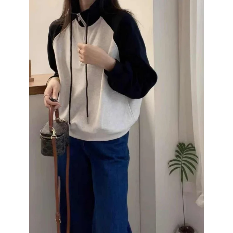 Women's Half-Zip Stand Collar Crop Sweatshirt