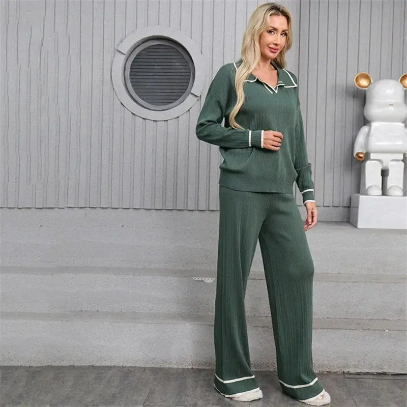 Women's Fine Knit Two-Piece Suit | High-Waist & Slim Fit - Loran