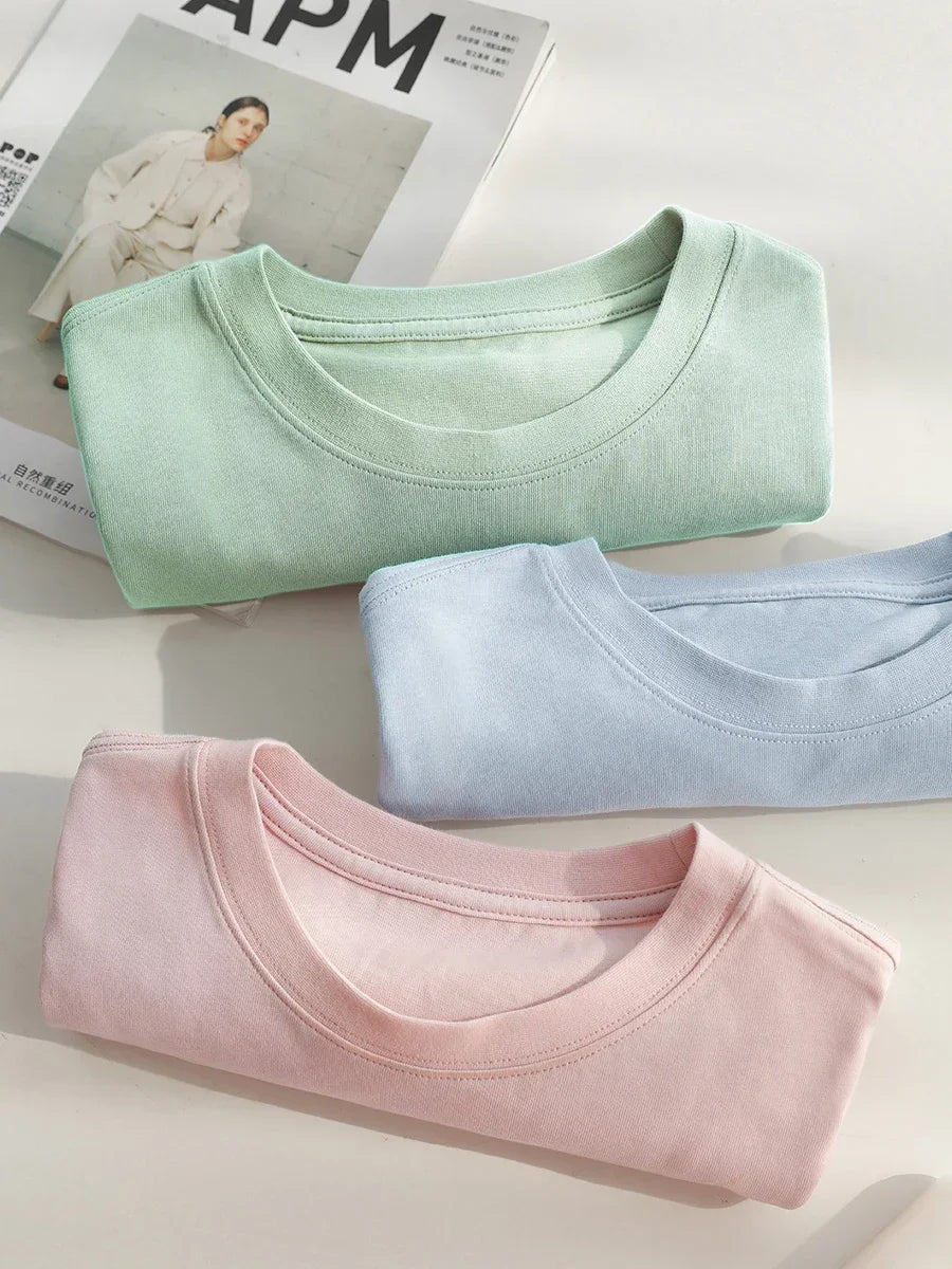 Basic O-Neck Tee Casual Solid Short Sleeve T-Shirt Loran