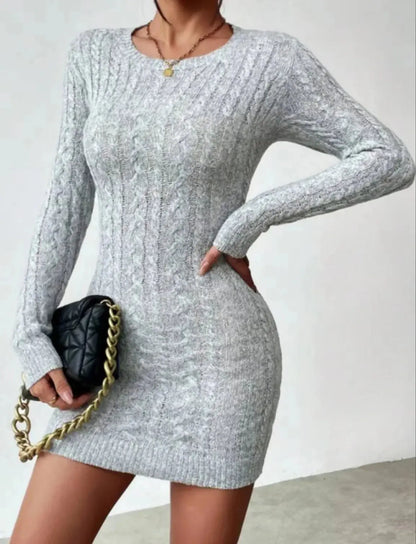 Niche Knit Crew Neck Mini Dress - Loran