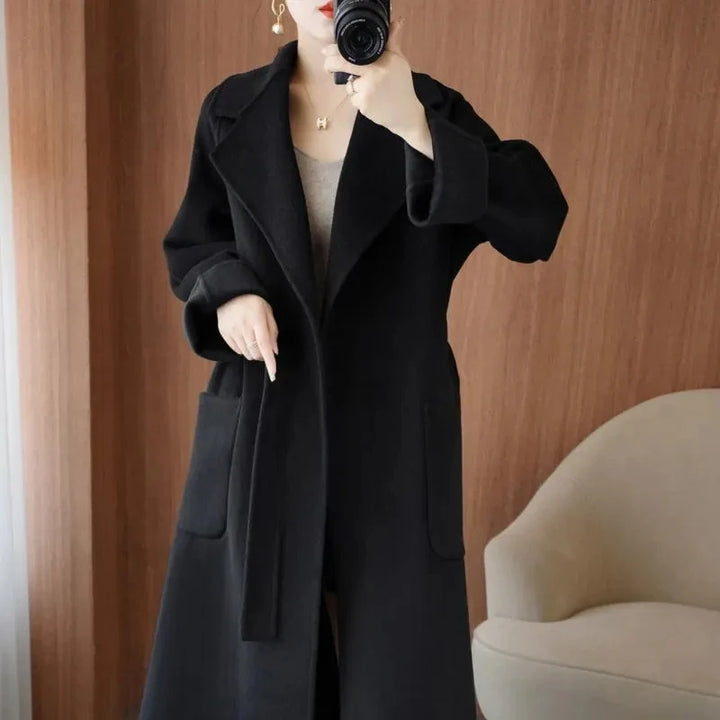 Elegant Long Overcoat with Belt - 3IN SMART Shop  #