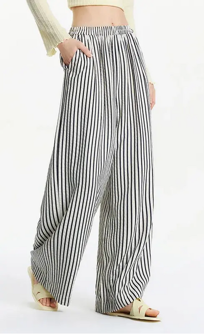 Women's Striped Wide Leg Pants - Loran