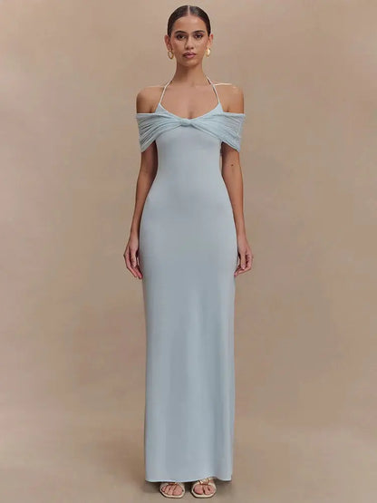 Elegant Off-Shoulder Backless Gown - Loran