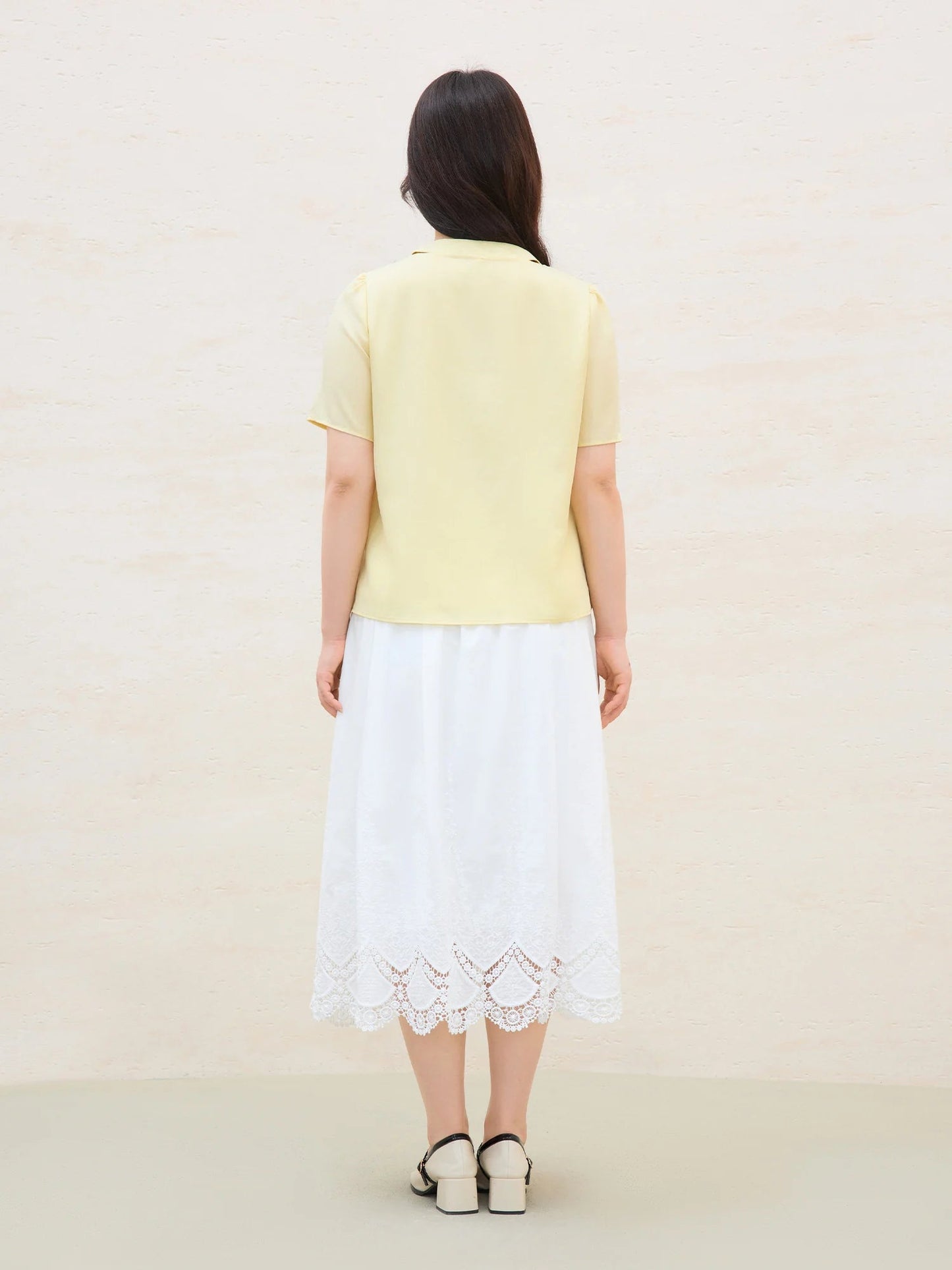 Detachable Tie Blouse Minimalist Summer Office Wear Loran