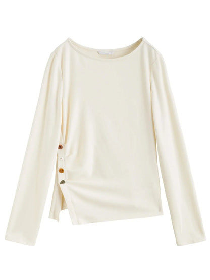 Velvet Fleece Irregular Hem Top: Warm, Slim Fit, and Stylish - Loran