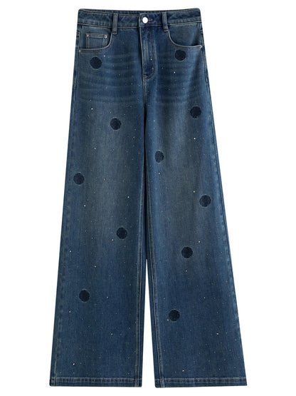 Vintage Straight-Leg Jeans Slim Fit Floor-Length Denim Loran