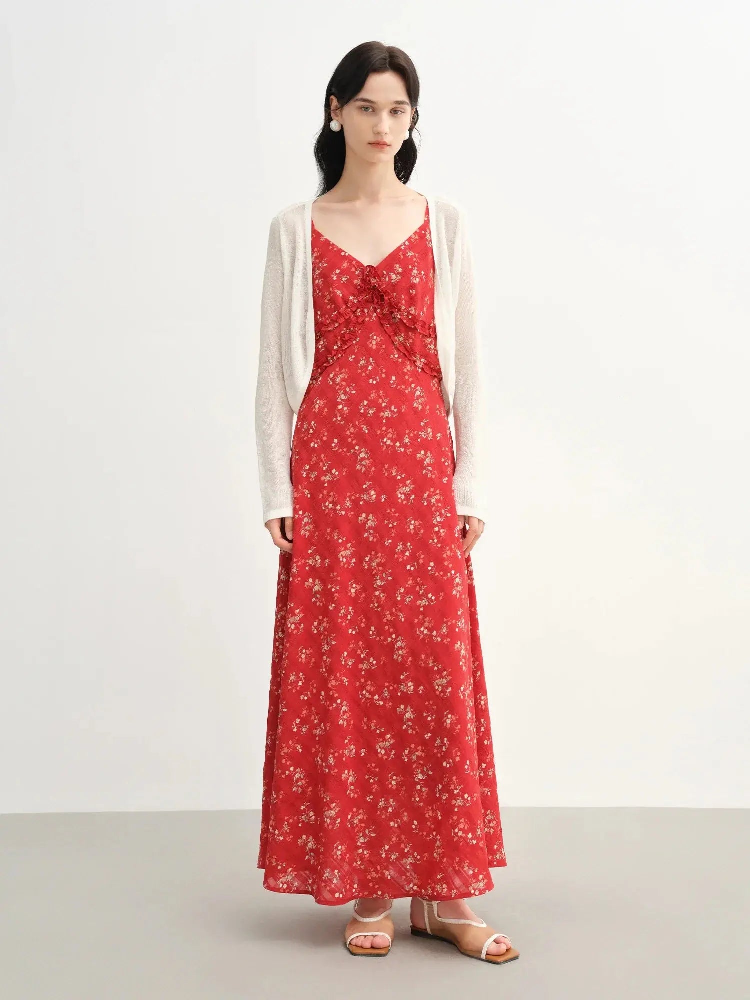 Women's Floral Checkered Maxi Dress | Elegant A-Line Style LORAN STORE