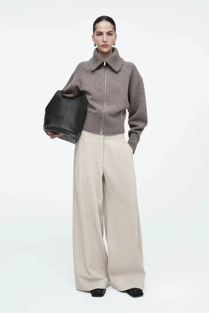Casual Standard Fit Knitted Jacket with Waist-Cinching Detail LORAN STORE