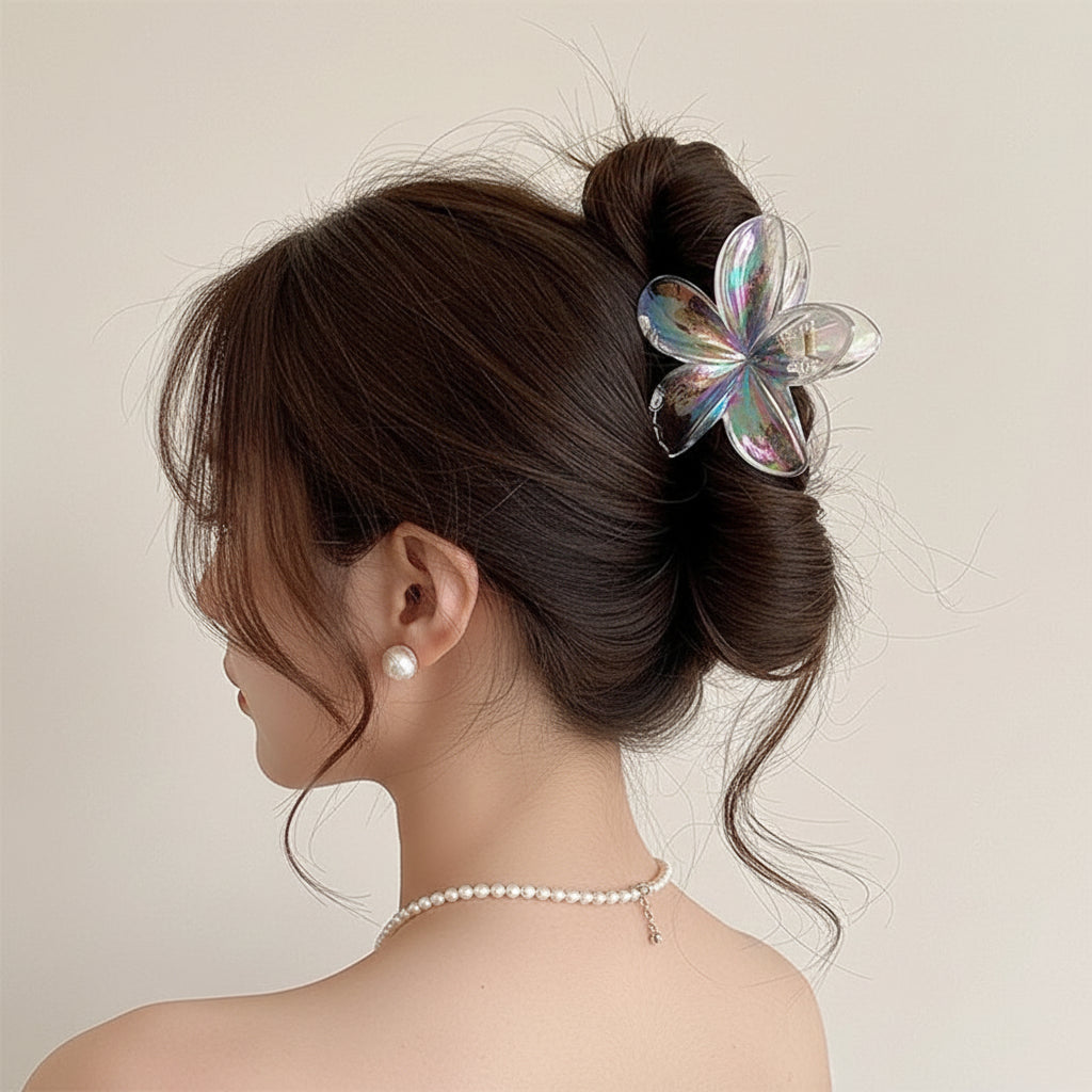 Transparent Flower Hair Claws Cute Vacation Clips for Girls