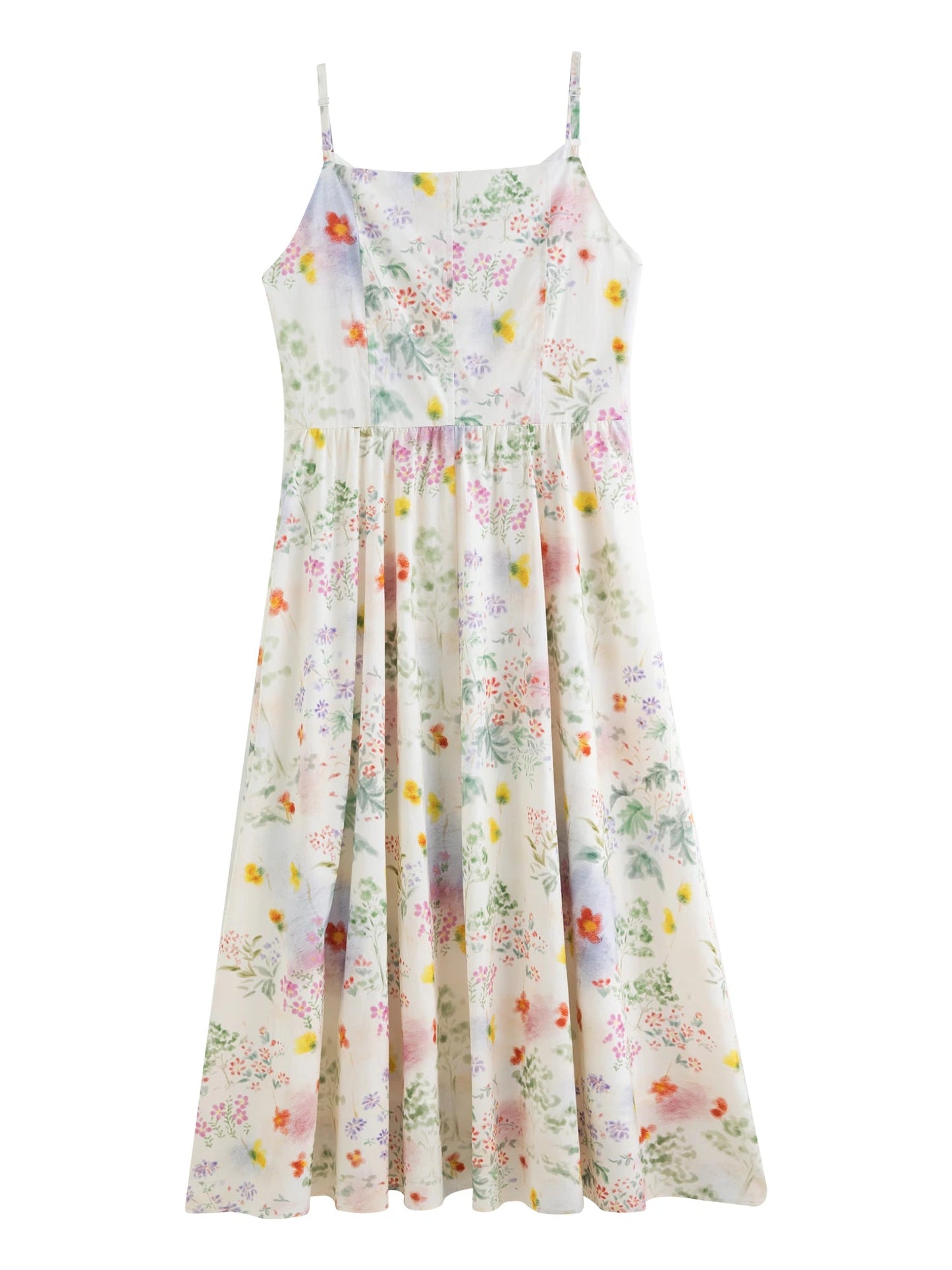 Floral Strappy Midi Dress Slimming Resort Style Loran