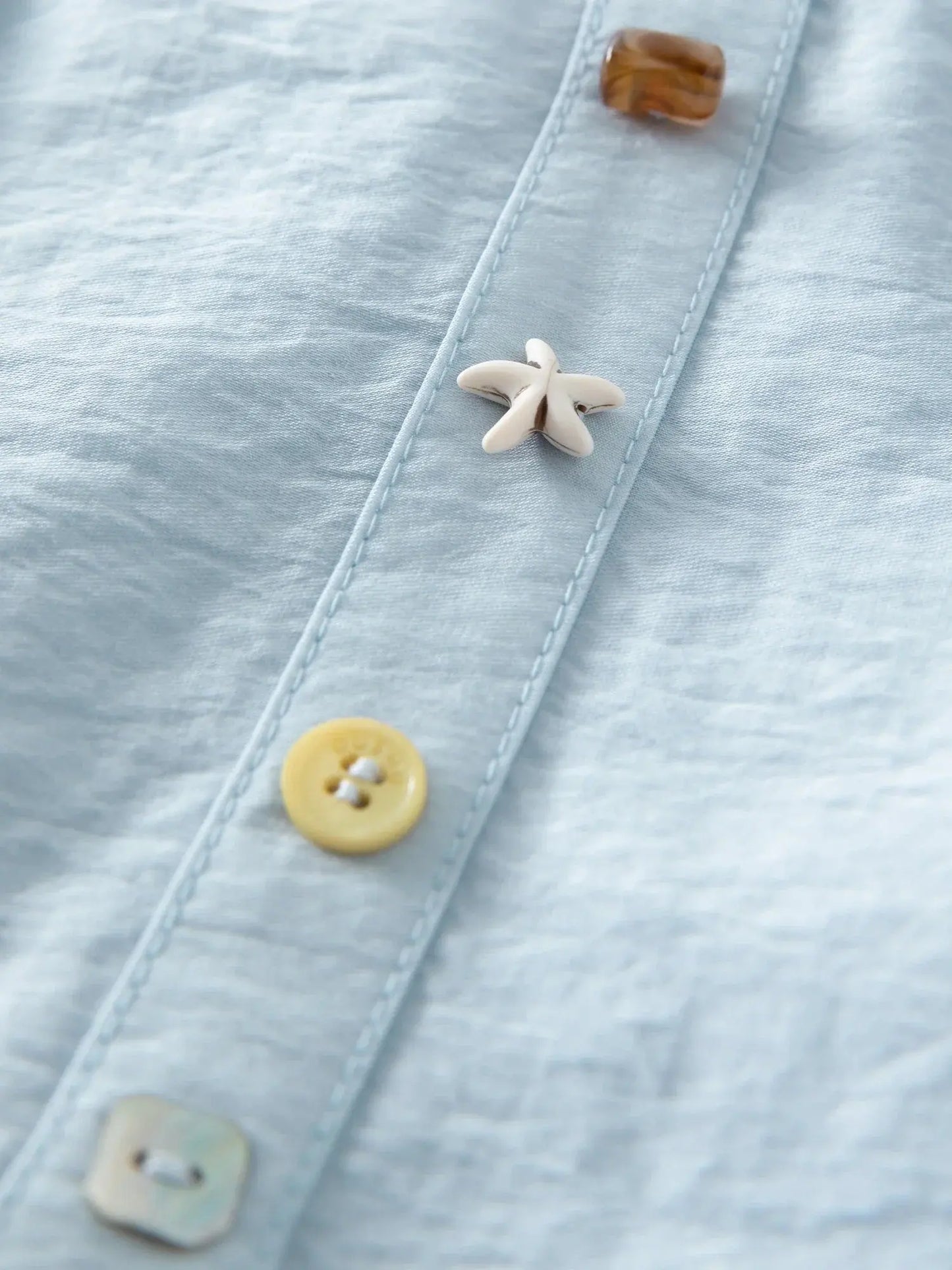 Vibrant Button-Down Style in White Sand & Sea Salt - Loran