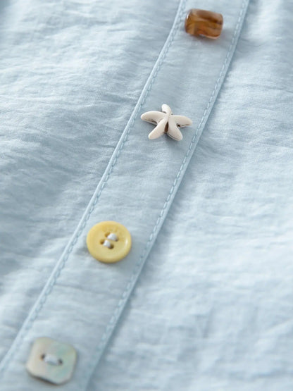 Vibrant Button-Down Style in White Sand & Sea Salt - Loran