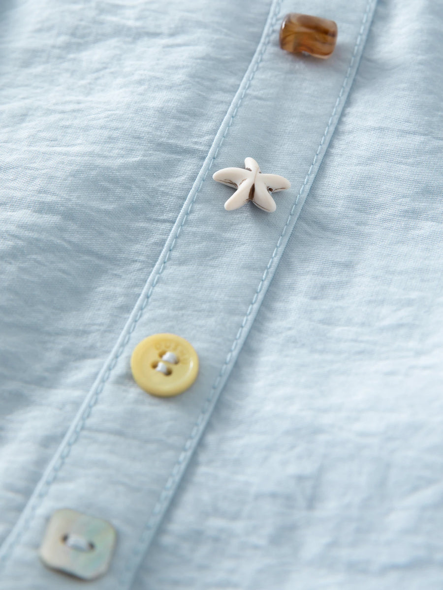 Vibrant Button-Down Style in White Sand & Sea Salt