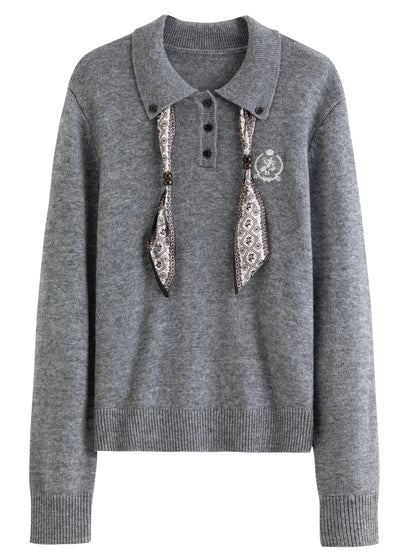 Women's Turn-Down Collar Knit Pullover - Loran