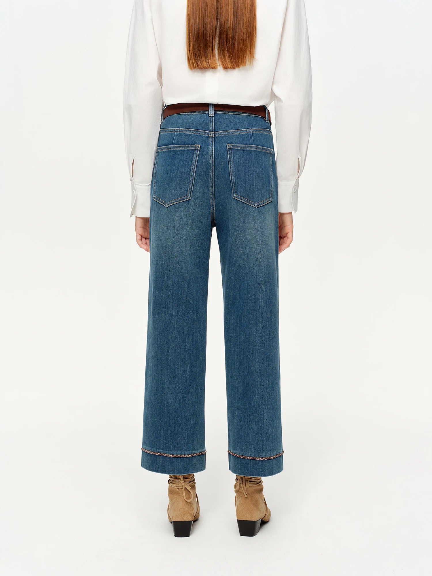 DUSHU Double-length Jeans Women High-waisted Slim-fit Classic Baguette Pants High Waist Elegant Office Lady Spring Trendy Loran