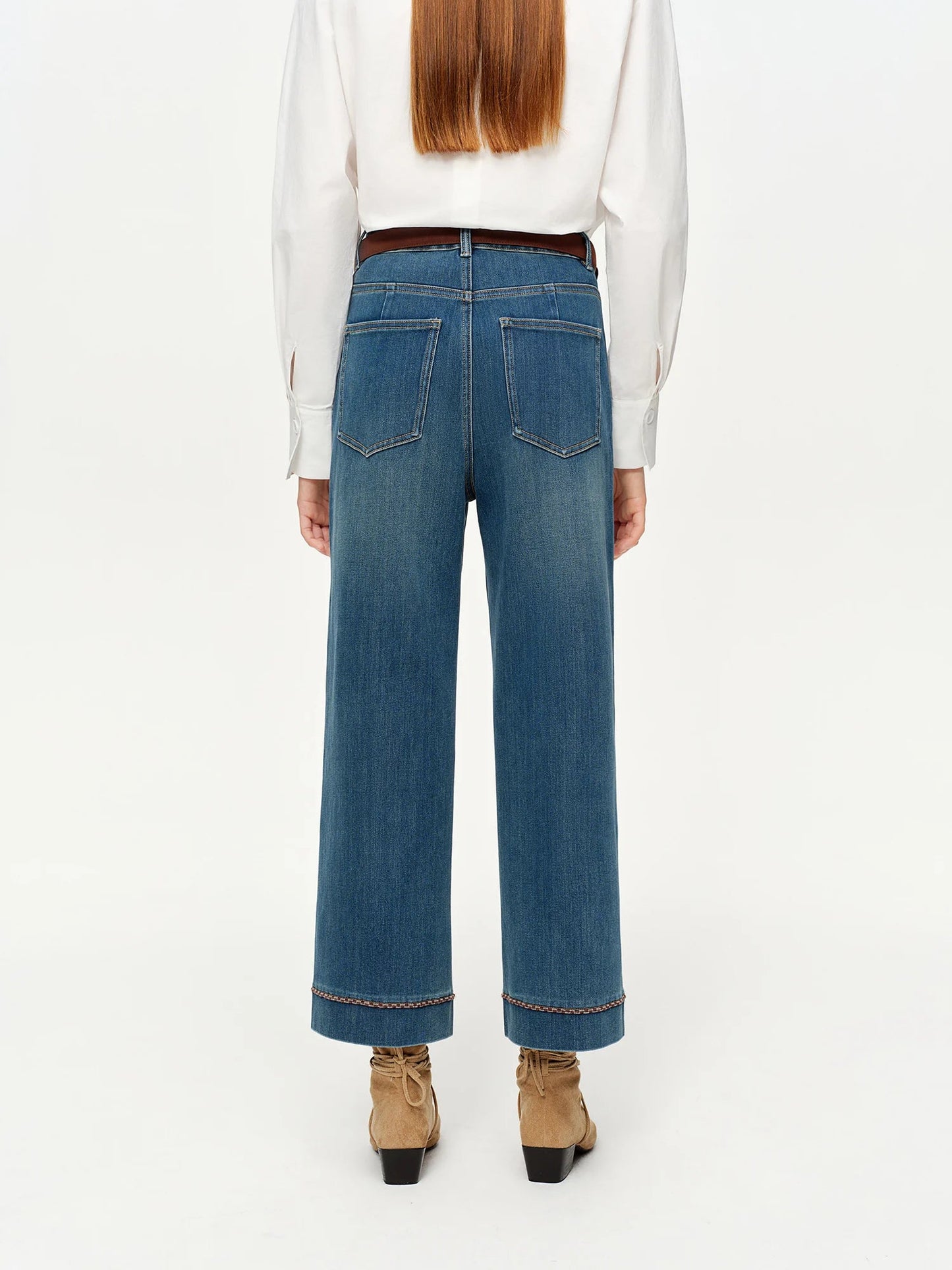 DUSHU Double-length Jeans Women High-waisted Slim-fit Classic Baguette Pants High Waist Elegant Office Lady Spring Trendy Loran