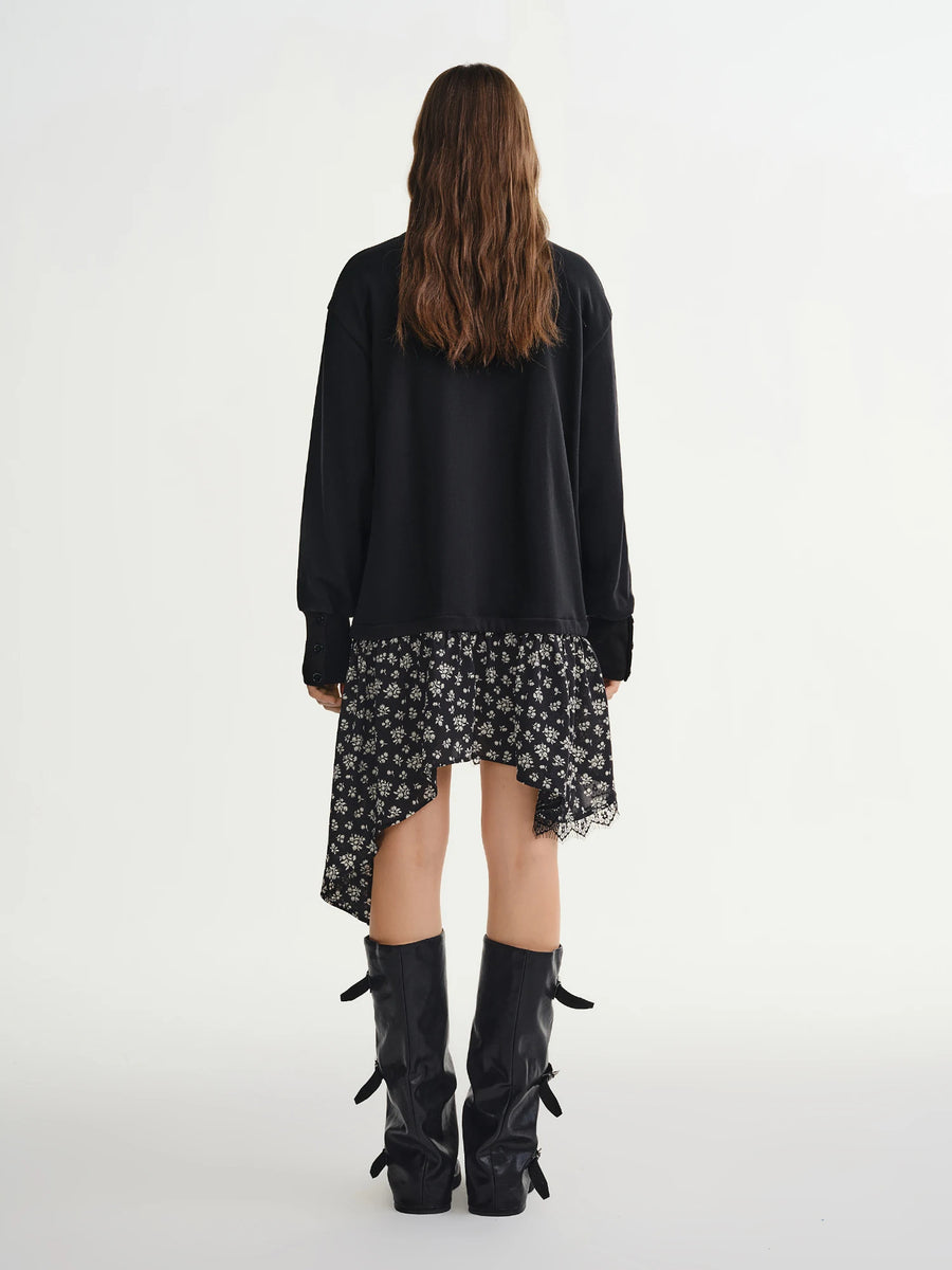 Fake Two-Piece Floral Plus Size Sweatshirt.