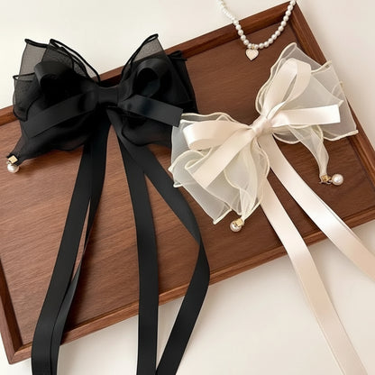 Ribbon Bowknot Hair Clip & Pearl Hairpin