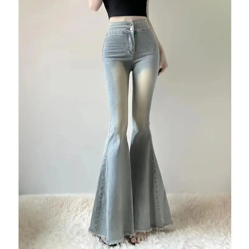 Fishtail Hem Denim Flare Pants - Loran